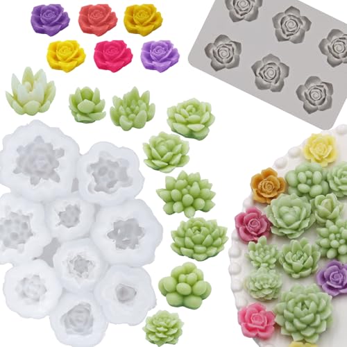 LET'S Making Silikonform-Set, Premium-Blumen-, Rosen- und Sukkulentenformen für Harz, Kerzen, Seife, lebensmittelecht, wiederverwendbar, Bastelset LET'S Making Silikonform-Set, Premium-Blumen-, Rosen- und Sukkulentenformen für Harz, Kerzen, Seife, lebensmittelecht, wiederverwendbar, Bastelset von LET'S MAKING