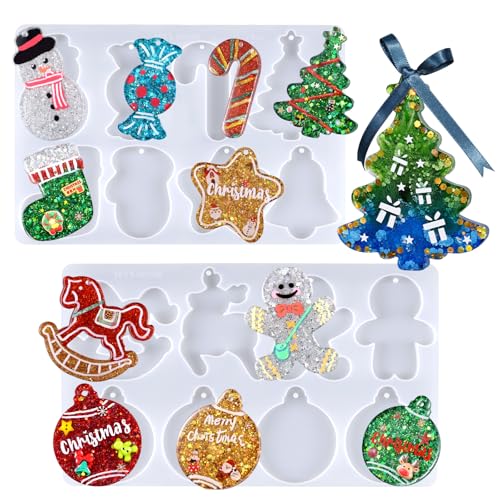 LET'S RESIN Epoxidharz Formen Weihnachten, Silikonformen Gießformen Weihnachten, Gießform Weihnachten für Kunsthandwerk aus Harz, Schlüsselanhänger, Weihnachtsbaumschmuck LET'S RESIN Epoxidharz Formen Weihnachten, Silikonformen Gießformen Weihnachten, Gießform Weihnachten für Kunsthandwerk aus Harz, Schlüsselanhänger, Weihnachtsbaumschmuck von LET'S RESIN