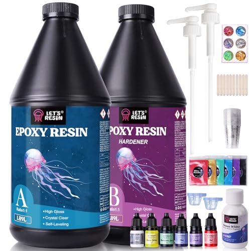 LET'S RESIN 3,78L Epoxidharz Set mit Pumpen, Blasenfreies Gießharz Set, 1:1 nach Volumen, Transparent Epoxidharz mit Härter für Kunstwerke Gießharz, Schmuck, Formen Silikon LET'S RESIN 3,78L Epoxidharz Set mit Pumpen, Blasenfreies Gießharz Set, 1:1 nach Volumen, Transparent Epoxidharz mit Härter für Kunstwerke Gießharz, Schmuck, Formen Silikon von LET'S RESIN
