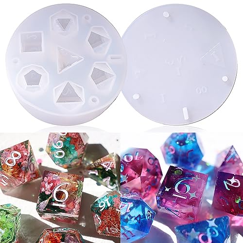 LET'S RESIN DND-Würfelharz-Formen aus Silikon, Epoxidharz-Formen mit 7 polyedrischen, stereoskopischen Standard-Würfelhohlräumen, Silikonformen für Epoxidharz, DIY-Würfelherstellung, Tischbrettspiel LET'S RESIN DND-Würfelharz-Formen aus Silikon, Epoxidharz-Formen mit 7 polyedrischen, stereoskopischen Standard-Würfelhohlräumen, Silikonformen für Epoxidharz, DIY-Würfelherstellung, Tischbrettspiel von LET'S RESIN