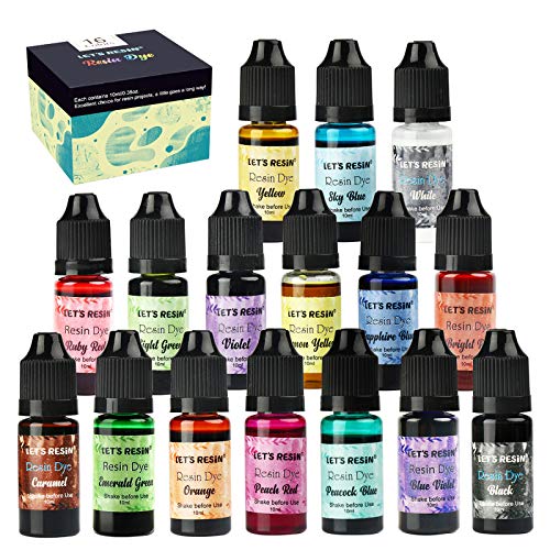 LET'S RESIN Epoxidharz Farbe, 16 Farben Resin Farbe, Konzentrierte Epoxidharz Farben, Harzfarbstoff für Harzfärbung, Harzschmuck, Harzkunsthandwerk, DIY (je 10 ml) von LET'S RESIN