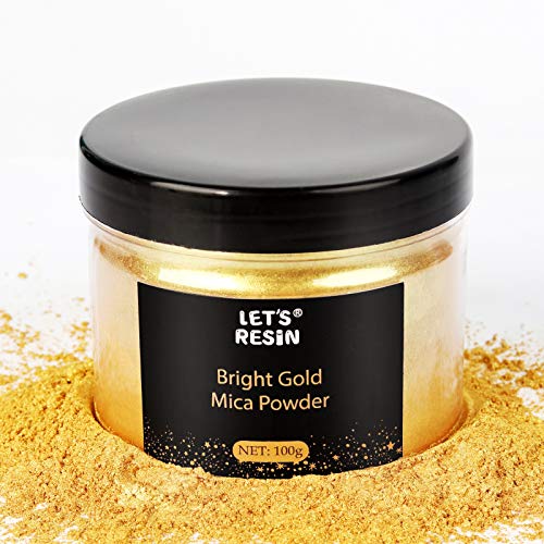 LET'S RESIN Epoxidharz Farbe Mica Pulver, 100g Epoxidharz Pigmente Pulver Gelb Pulver, Metallic Epoxidharz Farbe für Schimmernde Ergebnisse - für die Farbe für Epoxidharz, Lipgloss Farbe von LET'S RESIN