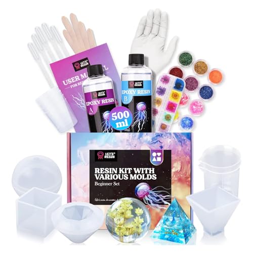 LET'S RESIN Epoxidharz Set Anfänger, 500ml Harz Gießen Set mit Epoxidharz Formen, Epoxidharz Zubehör LET'S RESIN Epoxidharz Set Anfänger, 500ml Harz Gießen Set mit Epoxidharz Formen, Epoxidharz Zubehör von LET'S RESIN