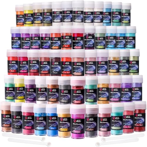 LET'S RESIN Glimmerpulver in 60 Farben, Premium-Pigmente für Epoxidharz, UV-Harz, Kerzenherstellung, Malerei, Basteln von LET'S RESIN