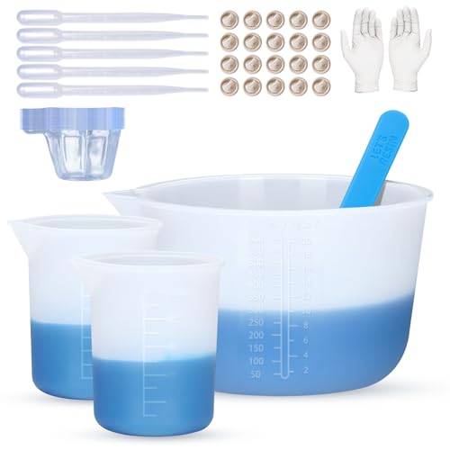 LET'S RESIN Große Silikon Messbecher, 600ml Harz-Mischbecher, 2 Stück 100 ml Messbecher, Silikon-Rührstäbchen, Resin Mischset zum Mischen von Epoxidharz, Silikonkautschuk, Schmuckherstellung LET'S RESIN Große Silikon Messbecher, 600ml Harz-Mischbecher, 2 Stück 100 ml Messbecher, Silikon-Rührstäbchen, Resin Mischset zum Mischen von Epoxidharz, Silikonkautschuk, Schmuckherstellung von LET'S RESIN