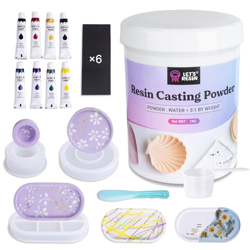 LET'S RESIN Harzguss-Pulver-Starter-Set, 1000 g, schnell ausgehärtetes, geruchloses Gießpulver, 20~30 Minuten Entformen, wasseraktiviertes Gipspulver-Guss-Set für Heimwerker, einfaches Mischen und LET'S RESIN Harzguss-Pulver-Starter-Set, 1000 g, schnell ausgehärtetes, geruchloses Gießpulver, 20~30 Minuten Entformen, wasseraktiviertes Gipspulver-Guss-Set für Heimwerker, einfaches Mischen und von LET'S RESIN