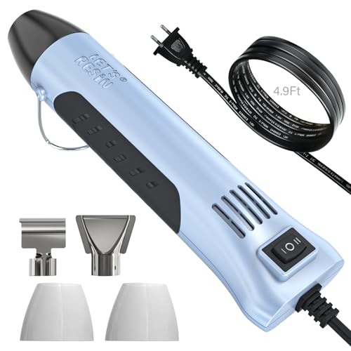 LET'S RESIN Heißluftpistole für Epoxidharz, 2 Temperatur 250 ℃/400 ℃, 350W Heissluftpistole mit 3 Düsen, 2 Silikonabdeckungen, 4.9Ft langes Kabel, für Basteln, Epoxidharz, Schrumpffolie von LET'S RESIN