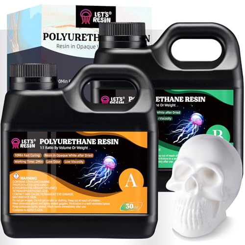 LET'S RESIN Polyurethanharz, 2-teiliges Gießharz, schnell ausgehärtet innerhalb von 10 Minuten, ultra-niedrige Viskosität und geruchsarm, gießbarer flüssiger Kunststoff für Gießmodelle, Prototypen und von LET'S RESIN