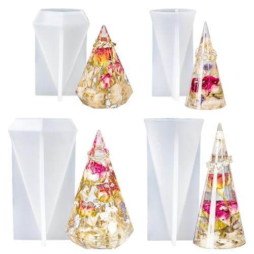LET'S RESIN Ringkegel-Harzformen, 4 Stück, Ringhalter, Silikonformen für Harz, Ringkegel, Pyramiden-Silikon, Epoxidharz-Formen für DIY, Ringständer, Ringhalter, Schmuckständer, Hochzeitsgeschenk LET'S RESIN Ringkegel-Harzformen, 4 Stück, Ringhalter, Silikonformen für Harz, Ringkegel, Pyramiden-Silikon, Epoxidharz-Formen für DIY, Ringständer, Ringhalter, Schmuckständer, Hochzeitsgeschenk von LET'S RESIN