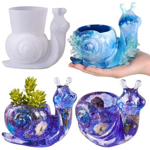 LET'S RESIN Schnecken-Silikonformen für Epoxidharz, 3D-Blumentopf, Vase, Harzformen für Beton, Zement, niedliche Epoxidharz-Form für Harzguss, Bastelarbeiten, Heimdekoration LET'S RESIN Schnecken-Silikonformen für Epoxidharz, 3D-Blumentopf, Vase, Harzformen für Beton, Zement, niedliche Epoxidharz-Form für Harzguss, Bastelarbeiten, Heimdekoration von LET'S RESIN