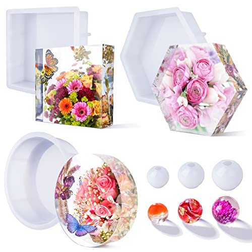 LET'S RESIN Upgrade-Epoxidharz-Formen, große Harzformen für die Blumenkonservierung, glänzend, tief, sechseckig, quadratisch, rund, Silikonformen für Harzguss, Harz, Buchstütze, Heimdekoration LET'S RESIN Upgrade-Epoxidharz-Formen, große Harzformen für die Blumenkonservierung, glänzend, tief, sechseckig, quadratisch, rund, Silikonformen für Harzguss, Harz, Buchstütze, Heimdekoration von LET'S RESIN