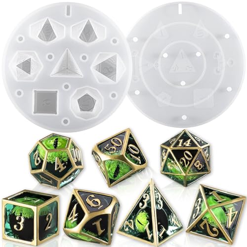 LET'S RESIN Verbesserte große DND-Silikonformen für Harz mit 7 Mulden, polyedrische, stereoskopische Epoxidharz-Formen für selbstgemachte Würfel, Tischbrettspiel von LET'S RESIN