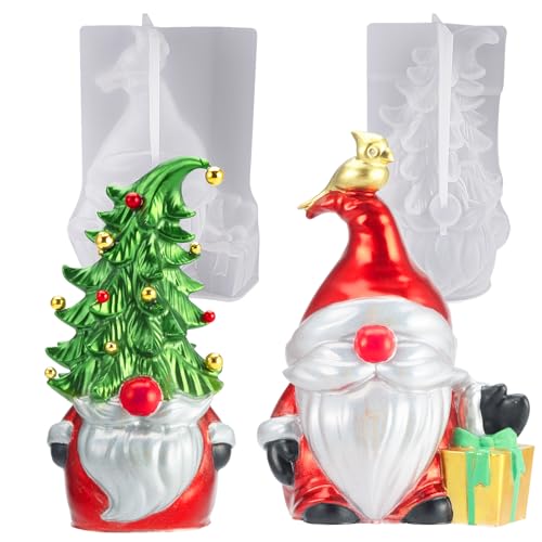 LET'S RESIN Weihnachtswichtel, Kunstharz-Formen, 2 Stück, Weihnachtsmann-Zwerge, Epoxidharz-Formen mit lässigem Hut, Weihnachtsbaum-Zwerg, lustige Silikonformen für Epoxidharz, Weihnachtsschmuck, von LET'S RESIN
