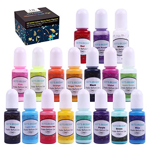 LET'S Resin Epoxid-Pigment, 18 Farben, undurchsichtig, flüssiges Harz, je 9,9 g, geruchloser Epoxidharz-Farbstoff, flüssiger Farbstoff für Harz, Schmuck, DIY, Handwerk, Kunstherstellung LET'S Resin Epoxid-Pigment, 18 Farben, undurchsichtig, flüssiges Harz, je 9,9 g, geruchloser Epoxidharz-Farbstoff, flüssiger Farbstoff für Harz, Schmuck, DIY, Handwerk, Kunstherstellung von LET'S RESIN