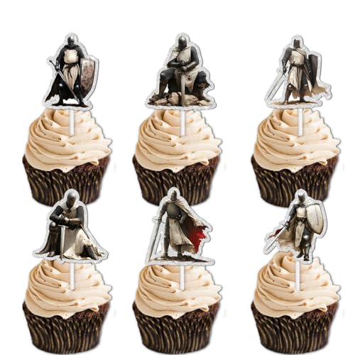 18 x glitzernde Soldaten-Dessert-Cupcake-Topper, mittelalterliche Ritter, mittelalterliche Themen-Dekoration, Zubehör für Männer und Jungen, Happy Birthday, Party-Dekorationen 18 x glitzernde Soldaten-Dessert-Cupcake-Topper, mittelalterliche Ritter, mittelalterliche Themen-Dekoration, Zubehör für Männer und Jungen, Happy Birthday, Party-Dekorationen von LETLIMIT