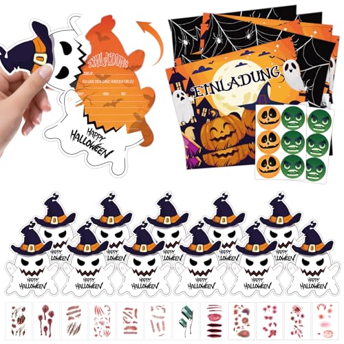 LETTERASHQP Halloween Einladungskarten Kinder Halloween Einladungskarten Geist Halloweenparty Einladung Einladungskartens Kinder Karte Einladung für Halloweenparty Grusel Party von LETTERASHQP