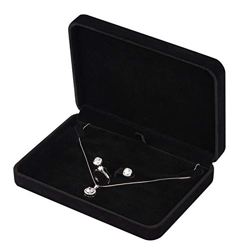 LETURE Große Samt-Schmuckschatulle, große Halskette und Ring-Ohrring-Anhänger, Geschenkbox, Perlen-Halskette/klobige Schmuck-Aufbewahrungsbox (schwarz) von LETURE