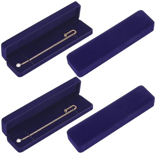 LETURE Schmuckkästchen aus Samt, für Armband, Halskette, Anhänger, kleine lange Schmuck-Uhren-Geschenkbox für Antrag, Hochzeit, Verlobung, Weihnachten, Blau, 4 Stück LETURE Schmuckkästchen aus Samt, für Armband, Halskette, Anhänger, kleine lange Schmuck-Uhren-Geschenkbox für Antrag, Hochzeit, Verlobung, Weihnachten, Blau, 4 Stück von LETURE