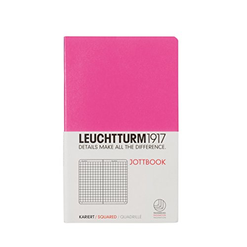 LEUCHTTURM1917 349326 Jottbook, Notizheft, Pocket (A6), New Pink, Kariert von LEUCHTTURM1917