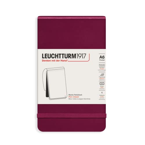 LEUCHTTURM1917 364403 Notizblock Pocket (A6), Hardcover, 184 nummerierte Seiten, blanko, Port Red von LEUCHTTURM1917