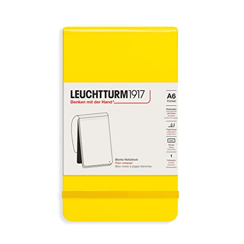 LEUCHTTURM1917 364404 Notizblock Pocket (A6), Hardcover, 184 nummerierte Seiten, blanko, Zitrone von LEUCHTTURM1917