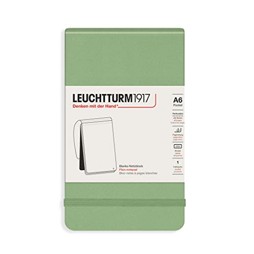 LEUCHTTURM1917 364405 Notizblock Pocket (A6), Hardcover, 94 nummerierte Seiten, blanko, Salbei von LEUCHTTURM1917