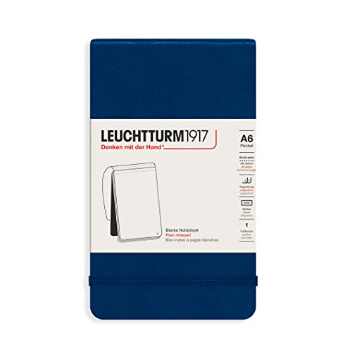 LEUCHTTURM1917 364406 Notizblock Pocket (A6), Hardcover, 184 nummerierte Seiten, blanko, Marine von LEUCHTTURM1917