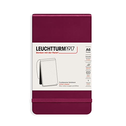 LEUCHTTURM1917 364413 Notizblock Pocket (A6), Hardcover, 184 nummerierte Seiten, dotted, Port Red von LEUCHTTURM1917