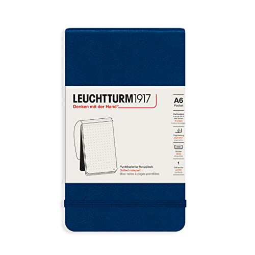 LEUCHTTURM1917 364416 Notizblock Pocket (A6), Hardcover, 184 nummerierte Seiten, dotted, Marine von LEUCHTTURM1917