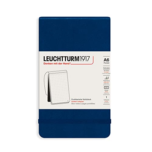 LEUCHTTURM1917 364416 Notizblock Pocket (A6), Hardcover, 94 nummerierte Seiten, dotted, Marine von LEUCHTTURM1917