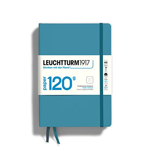 LEUCHTTURM1917 364422 Notizbuch Medium (A5) 120 g/m² Paper Edition, Hardcover, 203 nummerierte Seiten, Nordic Blue, dotted von LEUCHTTURM1917