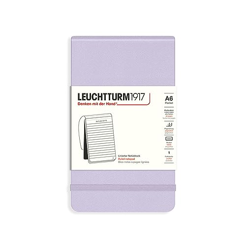 LEUCHTTURM1917 368163 Notizblock Pocket (A6), Hardcover, 184 nummerierte Seiten, Lilac, Liniert von LEUCHTTURM1917