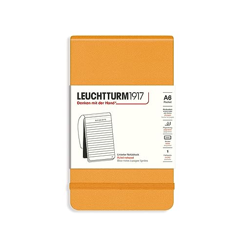 LEUCHTTURM1917 368166 Notizblock Pocket (A6), Hardcover, 184 nummerierte Seiten, Rising Sun, Liniert von LEUCHTTURM1917