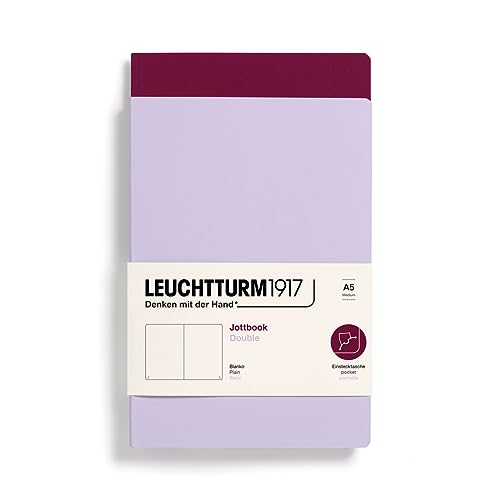 LEUCHTTURM1917 368174 Jottbook (A5), 59 nummerierte Seiten, Blanko, Lilac und Port Red, im Doppelpack von LEUCHTTURM1917