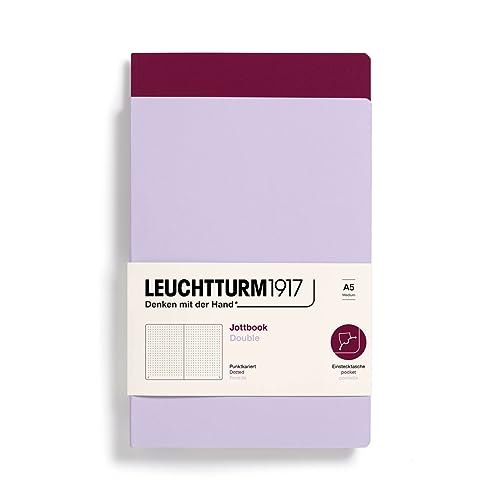 LEUCHTTURM1917 368175 Jottbook (A5), 59 nummerierte Seiten, Dotted, Lilac und Port Red, im Doppelpack von LEUCHTTURM1917