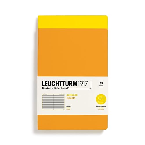 LEUCHTTURM1917 368179 Jottbook (A5), 59 nummerierte Seiten, Liniert, Zitrone und Rising Sun, im Doppelpack von LEUCHTTURM1917
