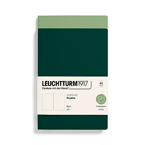 LEUCHTTURM1917 368180 Jottbook (A5), 59 nummerierte Seiten, Blanko, Salbei und Forest Green, im Doppelpack von LEUCHTTURM1917