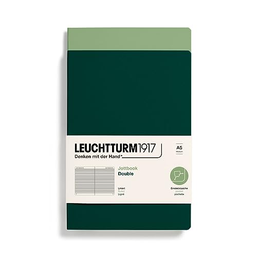 LEUCHTTURM1917 368182 Jottbook (A5), 59 nummerierte Seiten, Liniert, Salbei und Forest Green, im Doppelpack von LEUCHTTURM1917