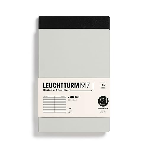 LEUCHTTURM1917 368188 Jottbook (A5), 59 nummerierte Seiten, Liniert, Light Grey und Schwarz, im Doppelpack von LEUCHTTURM1917