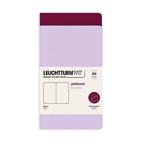 LEUCHTTURM1917 368189 Jottbook (A6), 59 nummerierte Seiten, Blanko, Lilac und Port Red, im Doppelpack von LEUCHTTURM1917