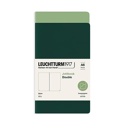 LEUCHTTURM1917 368195 Jottbook (A6), 59 nummerierte Seiten, Blanko, Salbei und Forest Green, im Doppelpack von LEUCHTTURM1917