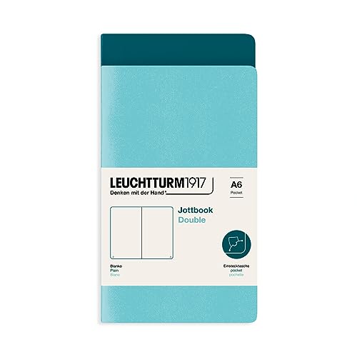LEUCHTTURM1917 368198 Jottbook (A6), 59 nummerierte Seiten, Blanko, Aquamarine und Pacific Green, im Doppelpack von LEUCHTTURM1917