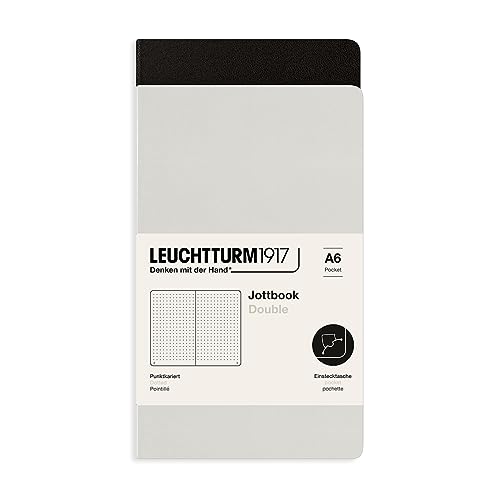 LEUCHTTURM1917 368202 Jottbook (A6), 59 nummerierte Seiten, Dotted, Light Grey und Schwarz, im Doppelpack von LEUCHTTURM1917