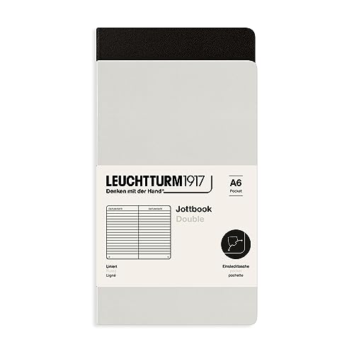 LEUCHTTURM1917 368203 Jottbook (A6), 59 nummerierte Seiten, Liniert, Light Grey und Schwarz, im Doppelpack von LEUCHTTURM1917