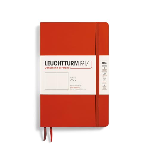 LEUCHTTURM1917 370314 Notizbuch Paperback (B6+), Softcover, 123 nummerierte Seiten, Fox Red, Blanko von LEUCHTTURM1917