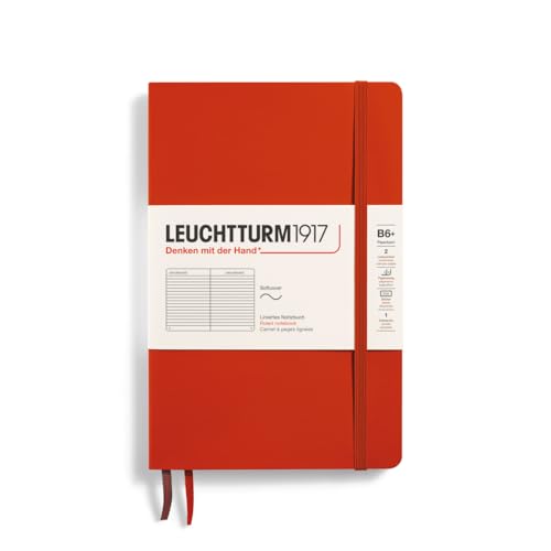 LEUCHTTURM1917 370316 Notizbuch Paperback (B6+), Softcover, 123 nummerierte Seiten, Fox Red, Liniert von LEUCHTTURM1917