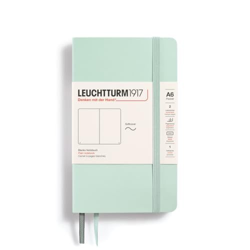 LEUCHTTURM1917 370329 Notizbuch Pocket (A6), Softcover, 123 nummerierte Seiten, Mint Green, Blanko von LEUCHTTURM1917