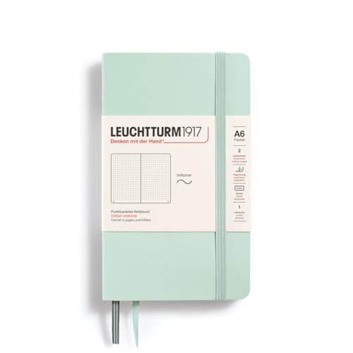 LEUCHTTURM1917 370330 Notizbuch Pocket (A6), Softcover, 123 nummerierte Seiten, Mint Green, Dotted von LEUCHTTURM1917