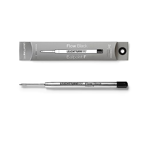 LEUCHTTURM1917 - Kugelschreiber Parker Style Ersatzminen für Drehgriffel Nr 1 - dokumentenecht ISO 15727-2 (2 Stück, feine Spitze, schwarz) von LEUCHTTURM1917