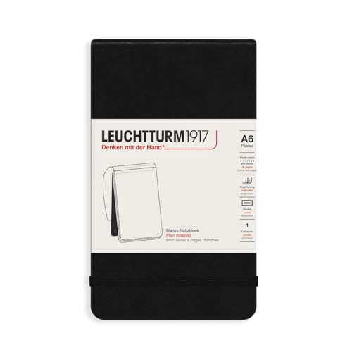 LEUCHTTURM1917 316831 Notizblock Pocket (A6), Hardcover, 184 nummerierte Seiten, blanko, Schwarz von LEUCHTTURM1917